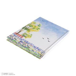 دفتر 80 برگ سیمی پرنیان با جلد سخت، سایز 18.5 در 25.5، کد 602002